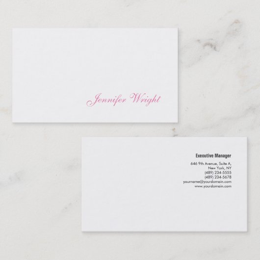 Professioneel minimalistisch feministisch handschr visitekaartje (Voorkant / Achterkant)