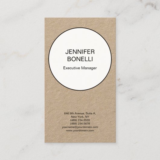 Professioneel minimalistisch gewoon premium kraft visitekaartje (Voorkant)