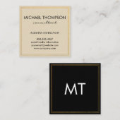 Professioneel minimalistisch Gold Border Monogram Vierkante Visitekaartje (Voorkant / Achterkant)