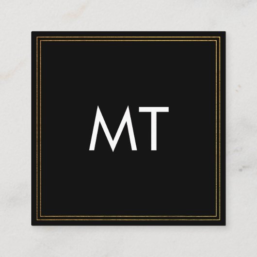 Professioneel minimalistisch Gold Border Monogram Vierkante Visitekaartje (Achterkant)