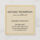 Professioneel minimalistisch Gold Border Monogram Vierkante Visitekaartje (Voorkant)