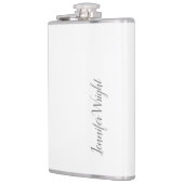 Professioneel, minimalistisch, grijs handschrift heupfles (Links)