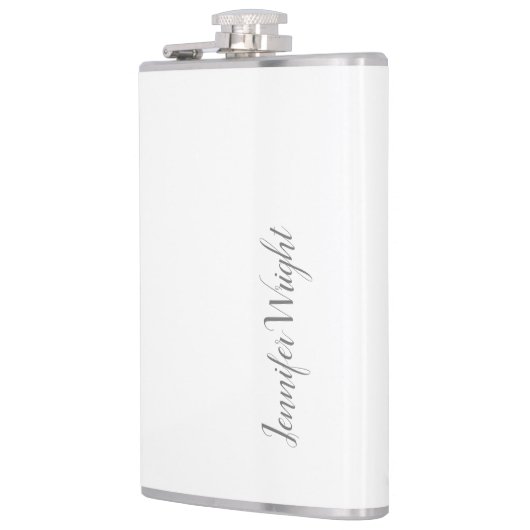 Professioneel, minimalistisch, grijs handschrift heupfles (Links)