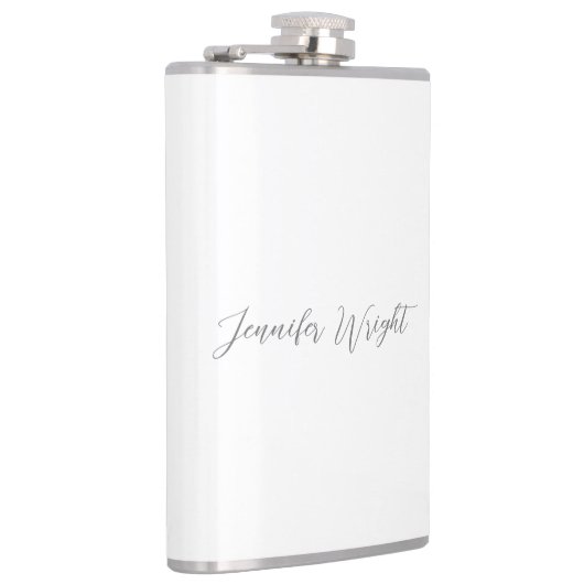 Professioneel, minimalistisch, grijs handschrift heupfles (Rechts)