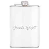 Professioneel, minimalistisch, grijs handschrift heupfles (Voorkant)