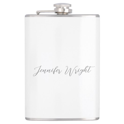 Professioneel, minimalistisch, grijs handschrift heupfles (Voorkant)