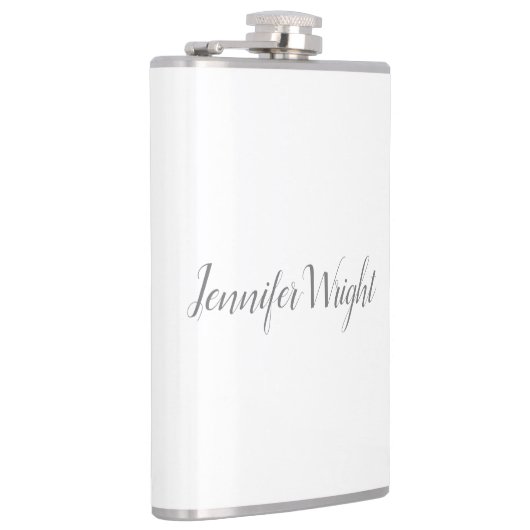 Professioneel, minimalistisch, grijs handschrift heupfles (Rechts)