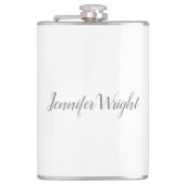 Professioneel, minimalistisch, grijs handschrift heupfles (Voorkant)