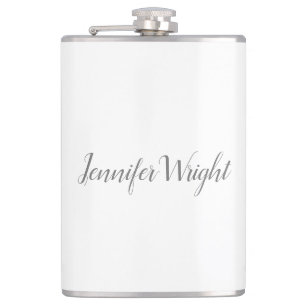 Professioneel, minimalistisch, grijs handschrift heupfles