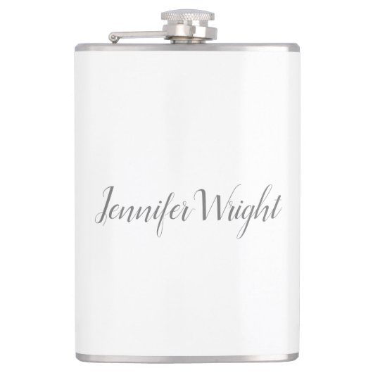 Professioneel, minimalistisch, grijs handschrift heupfles (Voorkant)