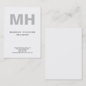 Professioneel minimalistisch grijs monogram wit visitekaartje (Voorkant / Achterkant)