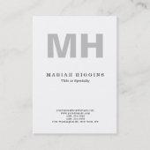 Professioneel minimalistisch grijs monogram wit visitekaartje (Voorkant)
