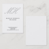 Professioneel Minimalistisch Grijs Script Monogram Visitekaartje (Voorkant / Achterkant)