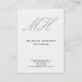 Professioneel Minimalistisch Grijs Script Monogram Visitekaartje (Voorkant)
