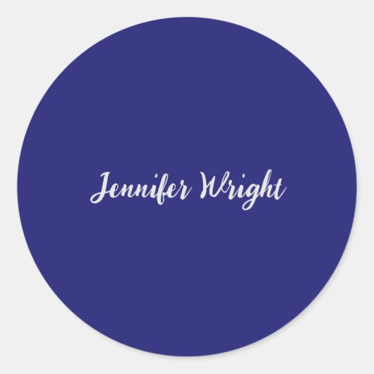 Professioneel minimalistisch handschrift blauw ronde sticker (Voorkant)