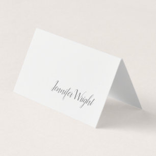 Professioneel minimalistisch handschrift grijs wit visitekaartje