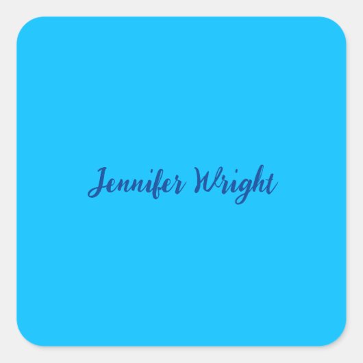 Professioneel minimalistisch handschrift hemelsbla vierkante sticker (Voorkant)