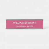 Professioneel Minimalistisch Hot Pink Medewerker P Bureau Naambordje (Voorkant)