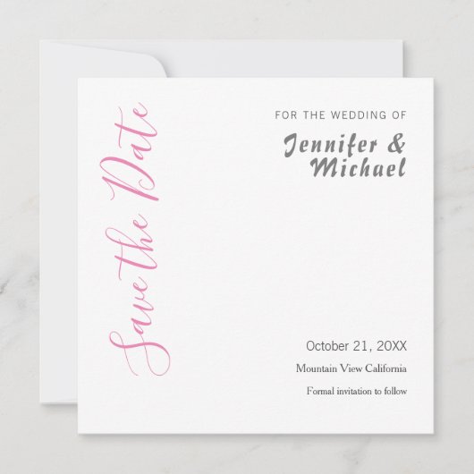 Professioneel minimalistisch huwelijk save the date (Voorkant)