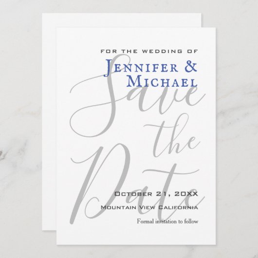 Professioneel minimalistisch huwelijk save the date (Voorkant / Achterkant)