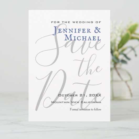 Professioneel minimalistisch huwelijk save the date (Staand voorkant)