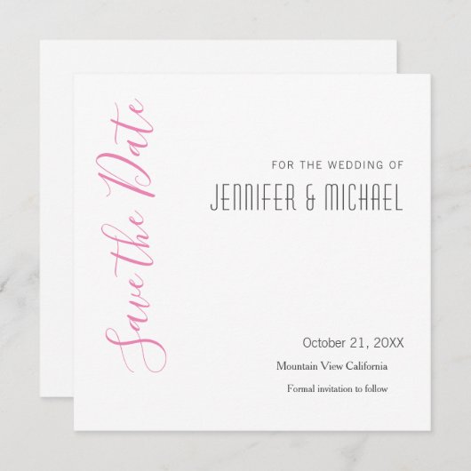 Professioneel minimalistisch huwelijk save the date (Voorkant / Achterkant)