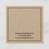 Professioneel minimalistisch kraftpapier vierkante visitekaartje (Achterkant)