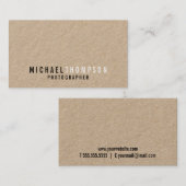 Professioneel minimalistisch kraftpapier visitekaartje (Voorkant / Achterkant)