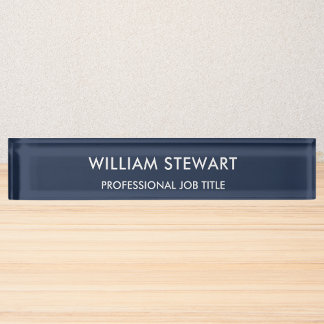 Professioneel minimalistisch marineblauw personeel naambordje