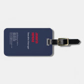 Professioneel minimalistisch modern blauw rood bagagelabel (Voorkant horizontaal)