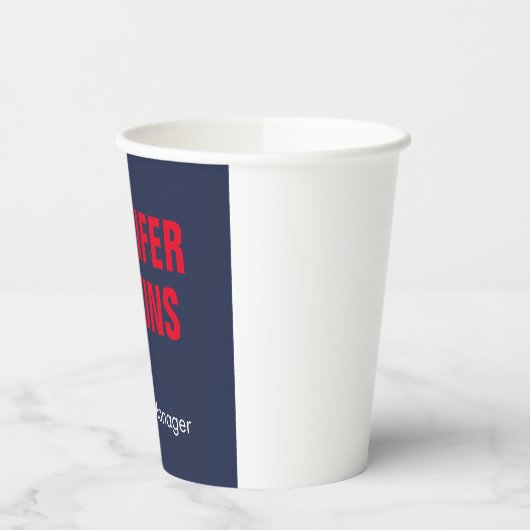 Professioneel minimalistisch modern blauw rood papieren bekers (Links)