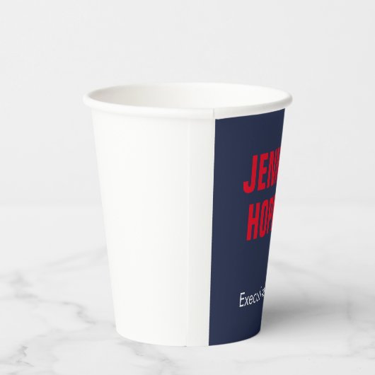 Professioneel minimalistisch modern blauw rood papieren bekers (Rechts)