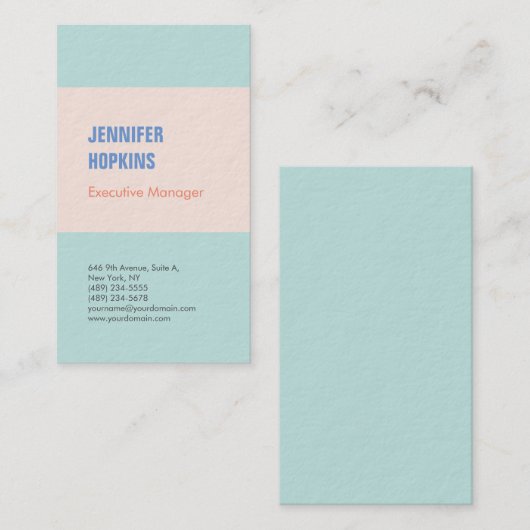 Professioneel minimalistisch modern blauw visitekaartje (Voorkant / Achterkant)