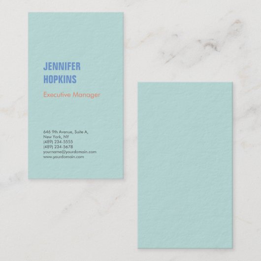 Professioneel minimalistisch modern blauw visitekaartje (Voorkant / Achterkant)