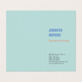 Professioneel minimalistisch modern blauw visitekaartje (Buitenkant ongevouwen)