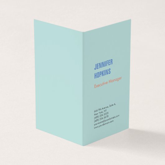 Professioneel minimalistisch modern blauw visitekaartje (Buitenkant)