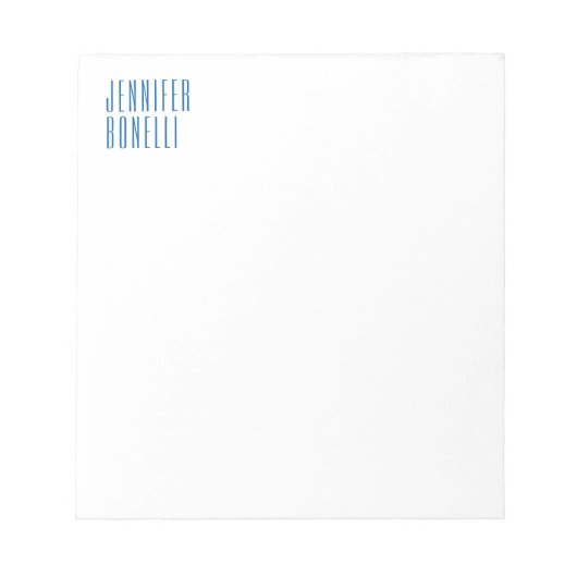 Professioneel minimalistisch modern blauw wit notitieblok (Voorkant)