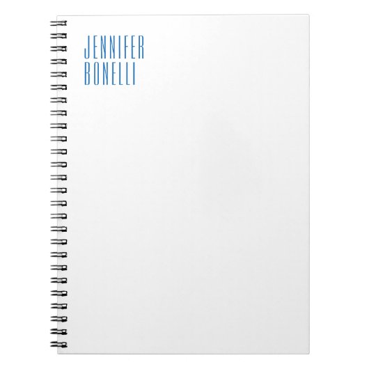Professioneel minimalistisch modern blauw wit notitieboek (Voorkant)