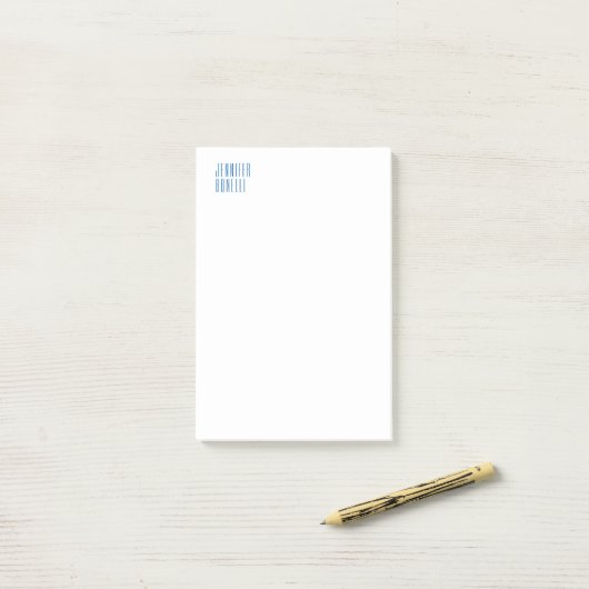 Professioneel minimalistisch modern blauw wit post-it® notes (Op bureau)