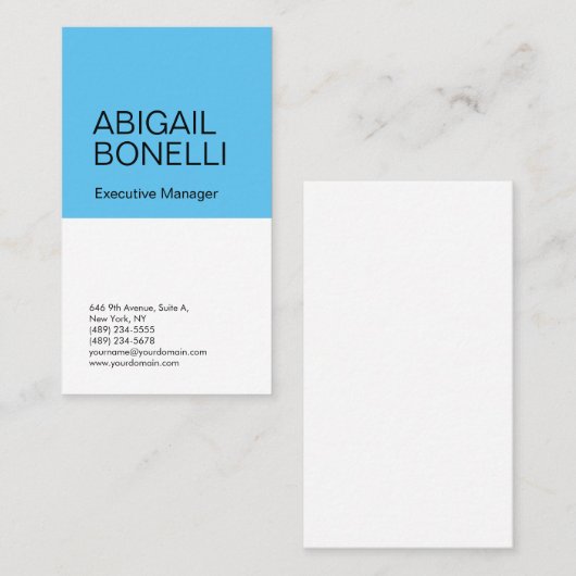 Professioneel, minimalistisch, modern blauw wit visitekaartje (Voorkant / Achterkant)