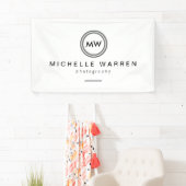 Professioneel minimalistisch modern cirkelmonogram spandoek (Insitu)