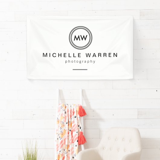 Professioneel minimalistisch modern cirkelmonogram spandoek (Insitu)