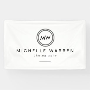 Professioneel minimalistisch modern cirkelmonogram spandoek