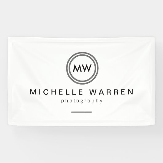 Professioneel minimalistisch modern cirkelmonogram spandoek (Horizontaal)