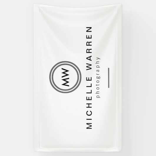 Professioneel minimalistisch modern cirkelmonogram spandoek (Verticaal)