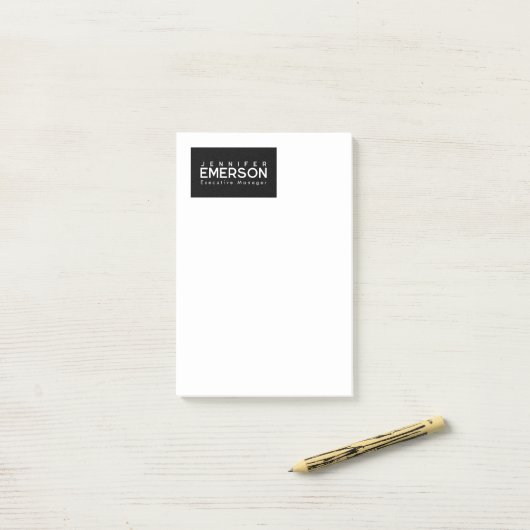 Professioneel minimalistisch modern effen zwart wi post-it® notes (Op bureau)