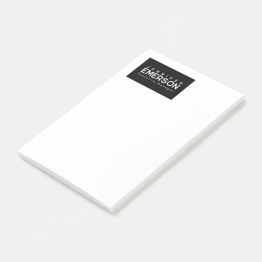 Professioneel minimalistisch modern effen zwart wi post-it® notes (Schuin)