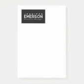 Professioneel minimalistisch modern effen zwart wi post-it® notes (Voorkant)
