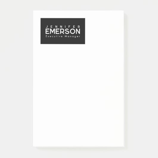 Professioneel minimalistisch modern effen zwart wi post-it® notes (Voorkant)