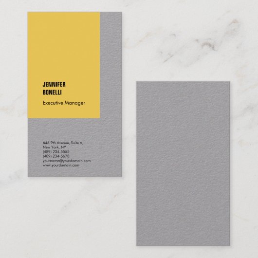 Professioneel, minimalistisch, modern geel grijs visitekaartje (Voorkant / Achterkant)